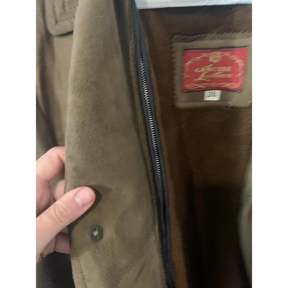 R. Sherman Brown Genuine Leather Button Front Jacket oversized - Picture 3 of 10